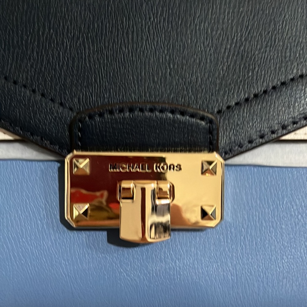 Michael Kors Kinsley 35S0GYKF2T Medium Leather Flap Shoulder Crossbody Bag blue - Picture 6 of 12